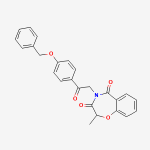 molecular formula C25H21NO5 B12213266 4-{2-[4-(benzyloxy)phenyl]-2-oxoethyl}-2-methyl-1,4-benzoxazepine-3,5(2H,4H)-dione 