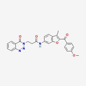 N-{2-[(4-methoxyphenyl)carbonyl]-3-methyl-1-benzofuran-6-yl}-3-(4-oxo-1,2,3-benzotriazin-3(4H)-yl)propanamide