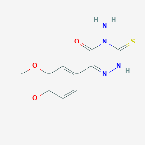 molecular formula C11H12N4O3S B12213273 4-Amino-6-(3,4-dimethoxy-phenyl)-3-mercapto-4H-[1,2,4]triazin-5-one 