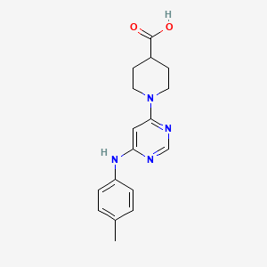 molecular formula C17H20N4O2 B12213286 1-{6-[(4-Methylphenyl)amino]pyrimidin-4-yl}piperidine-4-carboxylic acid 