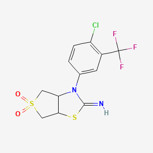 molecular formula C12H10ClF3N2O2S2 B12213290 3-[4-chloro-3-(trifluoromethyl)phenyl]tetrahydrothieno[3,4-d][1,3]thiazol-2(3H)-imine 5,5-dioxide 