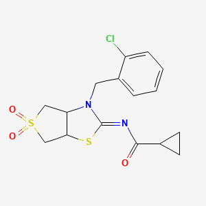 molecular formula C16H17ClN2O3S2 B12213376 N-[(2Z)-3-(2-chlorobenzyl)-5,5-dioxidotetrahydrothieno[3,4-d][1,3]thiazol-2(3H)-ylidene]cyclopropanecarboxamide 