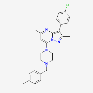 molecular formula C27H30ClN5 B12213405 3-(4-Chlorophenyl)-7-[4-(2,4-dimethylbenzyl)piperazin-1-yl]-2,5-dimethylpyrazolo[1,5-a]pyrimidine 