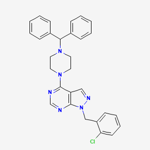 molecular formula C29H27ClN6 B12213408 1-(2-chlorobenzyl)-4-[4-(diphenylmethyl)piperazin-1-yl]-1H-pyrazolo[3,4-d]pyrimidine 