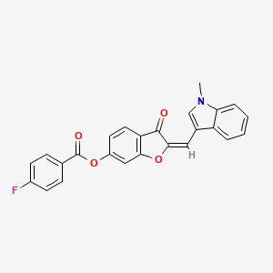 molecular formula C25H16FNO4 B12213413 2-[(1-Methylindol-3-yl)methylene]-3-oxobenzo[3,4-b]furan-6-yl 4-fluorobenzoate 