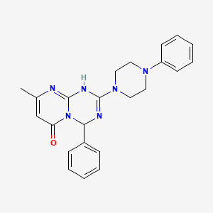 8-methyl-4-phenyl-2-(4-phenylpiperazin-1-yl)-1,4-dihydro-6H-pyrimido[1,2-a][1,3,5]triazin-6-one