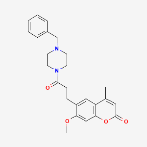 molecular formula C25H28N2O4 B12213460 6-[3-(4-benzylpiperazin-1-yl)-3-oxopropyl]-7-methoxy-4-methyl-2H-chromen-2-one 