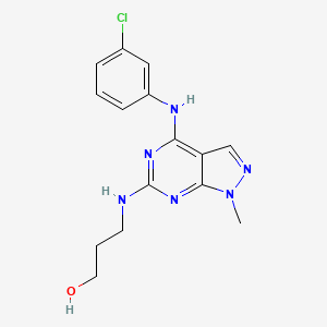 molecular formula C15H17ClN6O B12213521 3-((4-((3-chlorophenyl)amino)-1-methyl-1H-pyrazolo[3,4-d]pyrimidin-6-yl)amino)propan-1-ol 