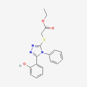 molecular formula C18H17N3O3S B12213526 Acetic acid, 2-[[5-(2-hydroxyphenyl)-4-phenyl-4H-1,2,4-triazol-3-yl]thio]-, ethyl ester CAS No. 937624-76-5