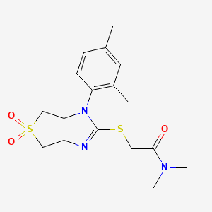 molecular formula C17H23N3O3S2 B12213541 2-{[1-(2,4-dimethylphenyl)-5,5-dioxido-3a,4,6,6a-tetrahydro-1H-thieno[3,4-d]imidazol-2-yl]sulfanyl}-N,N-dimethylacetamide 