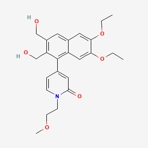 molecular formula C24H29NO6 B1221358 4-(6,7-Diethoxy-2,3-bis(hydroxymethyl)naphthalen-1-yl)-1-(2-methoxyethyl)pyridine-2(1H)-one CAS No. 155043-84-8