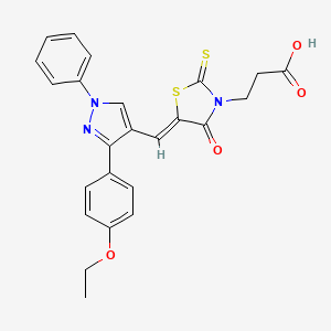 molecular formula C24H21N3O4S2 B12213583 3-[(5Z)-5-{[3-(4-ethoxyphenyl)-1-phenyl-1H-pyrazol-4-yl]methylidene}-4-oxo-2-thioxo-1,3-thiazolidin-3-yl]propanoic acid 