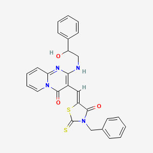 3-[(Z)-(3-benzyl-4-oxo-2-thioxo-1,3-thiazolidin-5-ylidene)methyl]-2-[(2-hydroxy-2-phenylethyl)amino]-4H-pyrido[1,2-a]pyrimidin-4-one