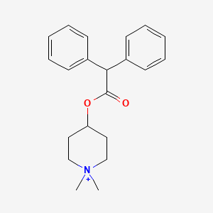 molecular formula C21H26NO2+ B1221361 4-二苯乙酰氧基-1,1-二甲基哌啶 CAS No. 81405-11-0