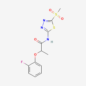 molecular formula C12H12FN3O4S2 B12213653 2-(2-fluorophenoxy)-N-(5-(methylsulfonyl)-1,3,4-thiadiazol-2-yl)propanamide 