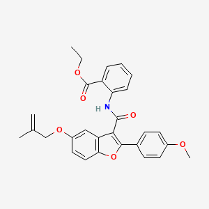 molecular formula C29H27NO6 B12213753 Ethyl 2-(2-(4-methoxyphenyl)-5-((2-methylallyl)oxy)benzofuran-3-carboxamido)benzoate 