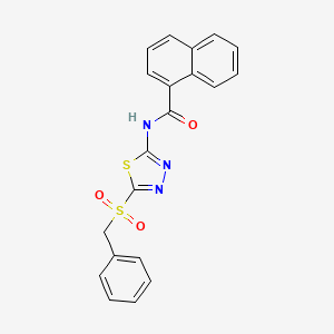 molecular formula C20H15N3O3S2 B12213834 N-[5-(benzylsulfonyl)-1,3,4-thiadiazol-2-yl]naphthalene-1-carboxamide 