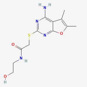 2-[(4-amino-5,6-dimethylfuro[2,3-d]pyrimidin-2-yl)sulfanyl]-N-(2-hydroxyethyl)acetamide