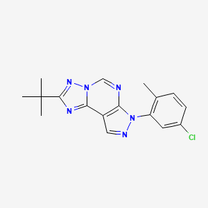 molecular formula C17H17ClN6 B12213872 4-Tert-butyl-10-(5-chloro-2-methylphenyl)-3,5,6,8,10,11-hexaazatricyclo[7.3.0.0^{2,6}]dodeca-1(9),2,4,7,11-pentaene 