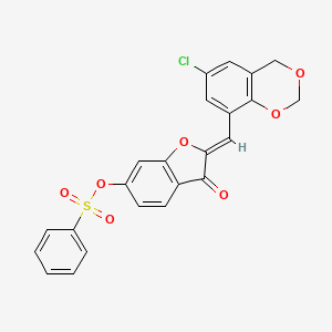 molecular formula C23H15ClO7S B12213883 (2Z)-2-[(6-chloro-4H-1,3-benzodioxin-8-yl)methylidene]-3-oxo-2,3-dihydro-1-benzofuran-6-yl benzenesulfonate 