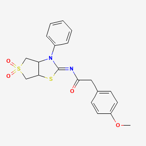 N-[(2E)-5,5-dioxido-3-phenyltetrahydrothieno[3,4-d][1,3]thiazol-2(3H)-ylidene]-2-(4-methoxyphenyl)acetamide