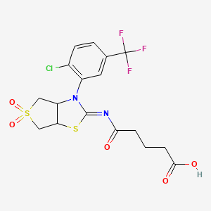 5-{[(2Z)-3-[2-chloro-5-(trifluoromethyl)phenyl]-5,5-dioxidotetrahydrothieno[3,4-d][1,3]thiazol-2(3H)-ylidene]amino}-5-oxopentanoic acid