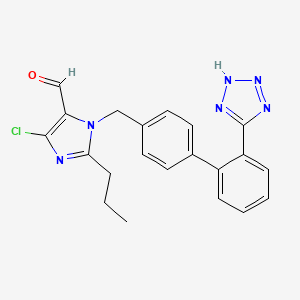 B1221395 5-chloro-2-propyl-3-[[4-[2-(2H-tetrazol-5-yl)phenyl]phenyl]methyl]imidazole-4-carbaldehyde CAS No. 114798-35-5