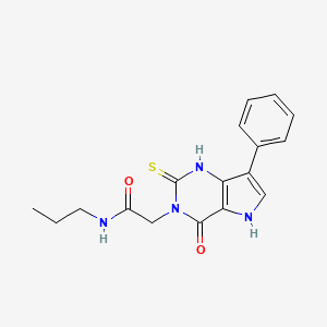 molecular formula C17H18N4O2S B12213997 2-(4-oxo-7-phenyl-2-sulfanyl-4,5-dihydro-3H-pyrrolo[3,2-d]pyrimidin-3-yl)-N-propylacetamide 