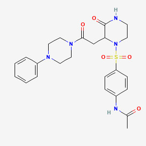 molecular formula C24H29N5O5S B12213999 N-[4-({3-oxo-2-[2-oxo-2-(4-phenylpiperazinyl)ethyl]piperazinyl}sulfonyl)phenyl]acetamide 