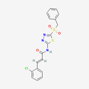 (2E)-N-[5-(benzylsulfonyl)-1,3,4-thiadiazol-2-yl]-3-(2-chlorophenyl)prop-2-enamide