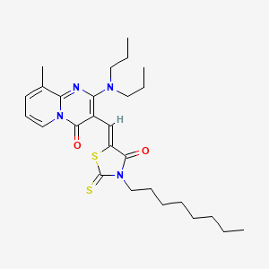 molecular formula C27H38N4O2S2 B12214021 2-(dipropylamino)-9-methyl-3-[(Z)-(3-octyl-4-oxo-2-thioxo-1,3-thiazolidin-5-ylidene)methyl]-4H-pyrido[1,2-a]pyrimidin-4-one 