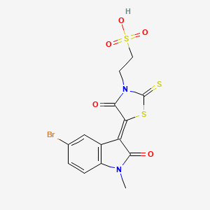 molecular formula C14H11BrN2O5S3 B12214043 2-[(5Z)-5-(5-bromo-1-methyl-2-oxo-1,2-dihydro-3H-indol-3-ylidene)-4-oxo-2-thioxo-1,3-thiazolidin-3-yl]ethanesulfonic acid 