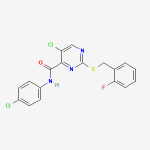 5-chloro-N-(4-chlorophenyl)-2-[(2-fluorobenzyl)sulfanyl]pyrimidine-4-carboxamide