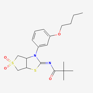 N-[(2Z)-3-(3-butoxyphenyl)-5,5-dioxidotetrahydrothieno[3,4-d][1,3]thiazol-2(3H)-ylidene]-2,2-dimethylpropanamide