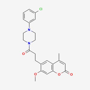 6-(3-(4-(3-chlorophenyl)piperazin-1-yl)-3-oxopropyl)-7-methoxy-4-methyl-2H-chromen-2-one