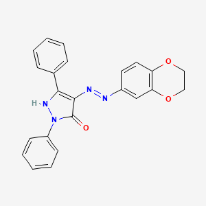 molecular formula C23H18N4O3 B12214201 (4Z)-4-[2-(2,3-dihydro-1,4-benzodioxin-6-yl)hydrazinylidene]-2,5-diphenyl-2,4-dihydro-3H-pyrazol-3-one 