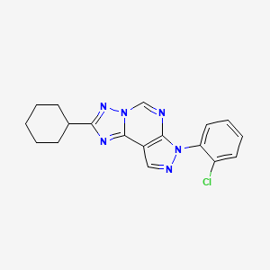 molecular formula C18H17ClN6 B12214202 3-(2-Chlorophenyl)-8-cyclohexyl-6-hydropyrazolo[5,4-d]1,2,4-triazolo[1,5-e]pyr imidine 