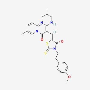 molecular formula C26H28N4O3S2 B12214244 3-[(Z)-{3-[2-(4-methoxyphenyl)ethyl]-4-oxo-2-thioxo-1,3-thiazolidin-5-ylidene}methyl]-7-methyl-2-[(2-methylpropyl)amino]-4H-pyrido[1,2-a]pyrimidin-4-one 