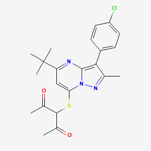 3-{[5-Tert-butyl-3-(4-chlorophenyl)-2-methylpyrazolo[1,5-a]pyrimidin-7-yl]sulfanyl}pentane-2,4-dione