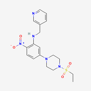 molecular formula C18H23N5O4S B1221429 5-(4-乙基磺酰基-1-哌嗪基)-2-硝基-N-(3-吡啶基甲基)苯胺 