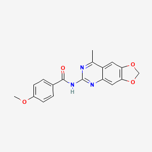 molecular formula C18H15N3O4 B1221434 4-甲氧基-N-(8-甲基-[1,3]二氧杂环[4,5-g]喹唑啉-6-基)苯甲酰胺 