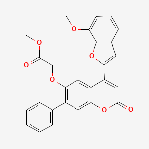 molecular formula C27H20O7 B12214359 methyl {[4-(7-methoxy-1-benzofuran-2-yl)-2-oxo-7-phenyl-2H-chromen-6-yl]oxy}acetate 