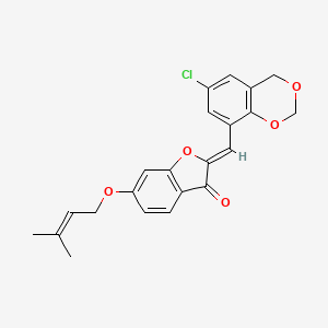 molecular formula C22H19ClO5 B12214367 (2Z)-2-[(6-chloro-4H-1,3-benzodioxin-8-yl)methylidene]-6-[(3-methylbut-2-en-1-yl)oxy]-1-benzofuran-3(2H)-one 