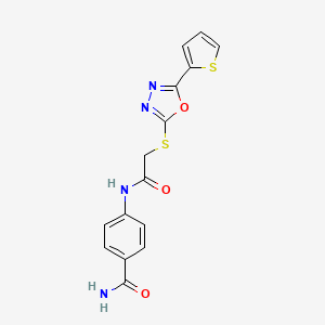 4-(2-{[5-(Thiophen-2-yl)-1,3,4-oxadiazol-2-yl]sulfanyl}acetamido)benzamide