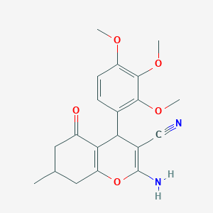 molecular formula C20H22N2O5 B1221441 2-Amino-7-methyl-5-oxo-4-(2,3,4-trimethoxyphenyl)-4,6,7,8-tetrahydro-1-benzopyran-3-carbonitrile 