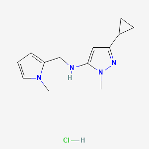 5-cyclopropyl-2-methyl-N-[(1-methylpyrrol-2-yl)methyl]pyrazol-3-amine;hydrochloride