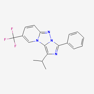 5-Phenyl-3-(propan-2-yl)-11-(trifluoromethyl)-1,4,6,7-tetraazatricyclo[6.4.0.0^{2,6}]dodeca-2,4,7,9,11-pentaene