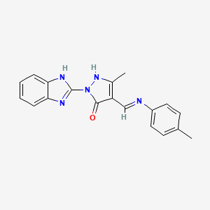 (4E)-2-(1H-benzimidazol-2-yl)-5-methyl-4-{[(4-methylphenyl)amino]methylidene}-2,4-dihydro-3H-pyrazol-3-one