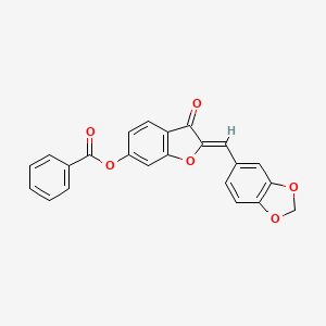 (2Z)-2-(1,3-benzodioxol-5-ylmethylidene)-3-oxo-2,3-dihydro-1-benzofuran-6-yl benzoate