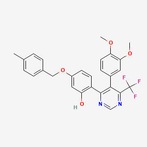 2-[5-(3,4-Dimethoxyphenyl)-6-(trifluoromethyl)pyrimidin-4-yl]-5-[(4-methylbenzyl)oxy]phenol